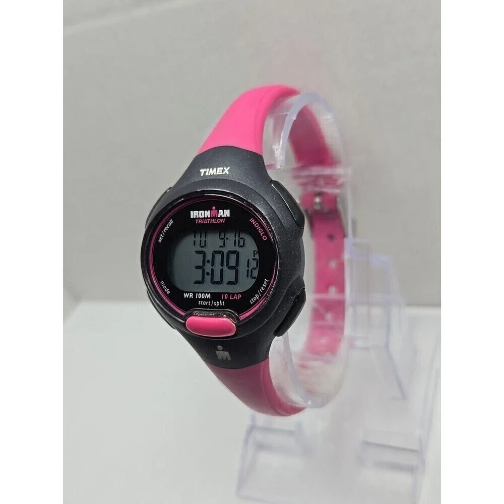 Womens Timex Ironman Triathlon 10 Lap Digital Watch Indiglo Alarms New Battery